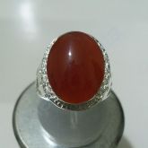 Anel em prata com agata vermelha e zirconias - P030AGV