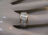 Anel de prata com zirconias e dois apliques de ouro - P071