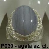 Anel em prata com agata azul clara e zirconias - P030AAC